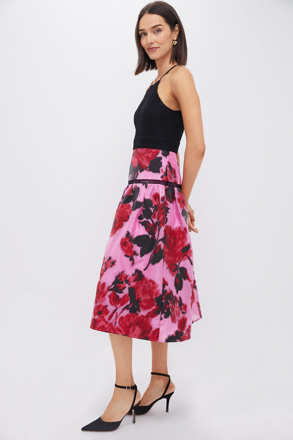 Cerise Blossom Lace Jacquard Joss Dress