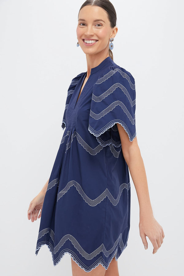 Navy Embroidered Weston Mini Dress