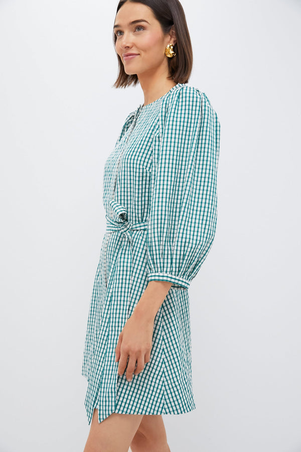 Green Gingham Seersucker Cordelia Dress