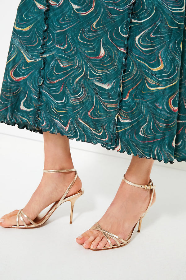 Green Amara Marble Print Long Sleeve Dress