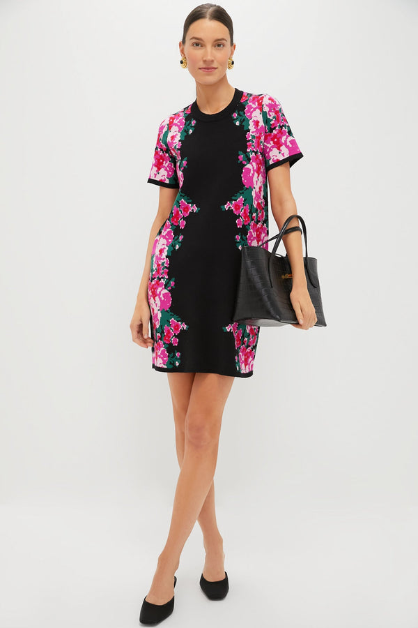 Climbing Roses Knit Jacquard Short Sleeve Marie Dress