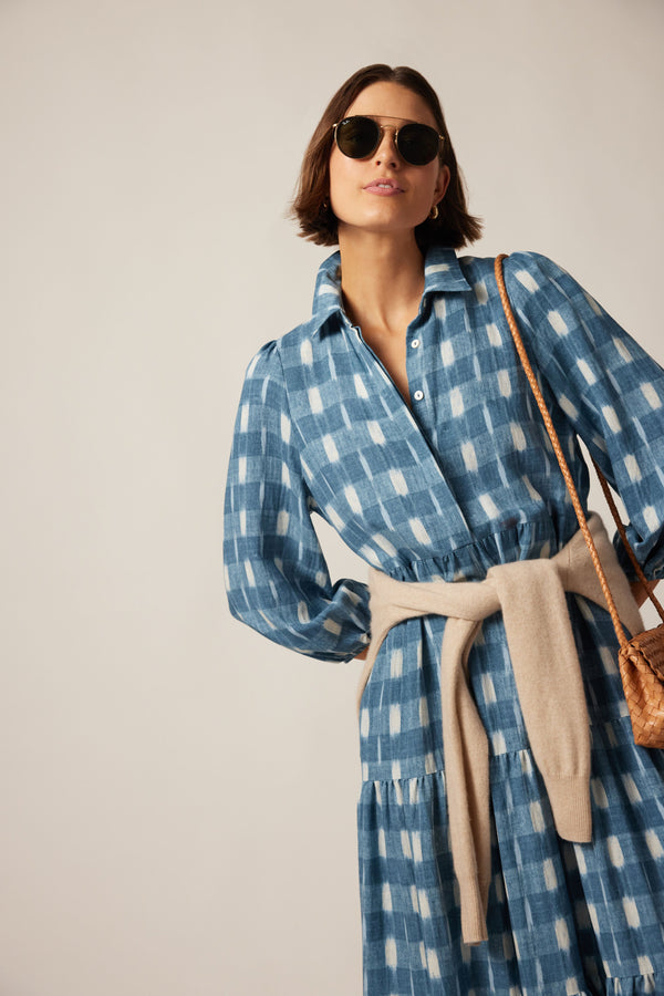 Blue Ikat Mabel Maxi Dress