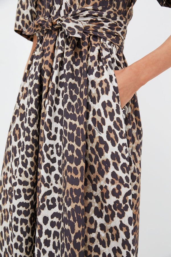 Leopard Tie Strap Midi Dress