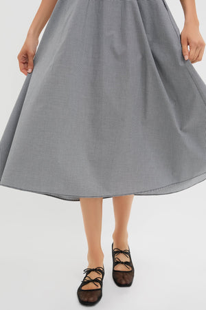 Black Gingham Amelie Midi Dress