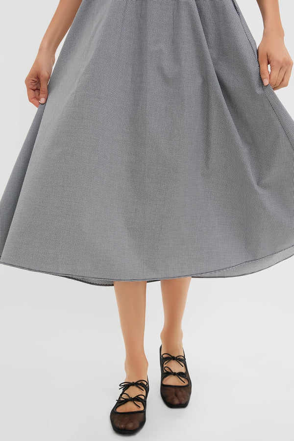 Black Gingham Amelie Midi Dress