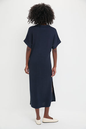 Navy Knit Maren Polo Dress