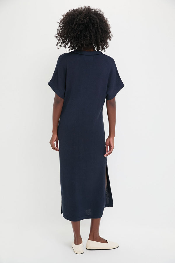Navy Knit Maren Polo Dress
