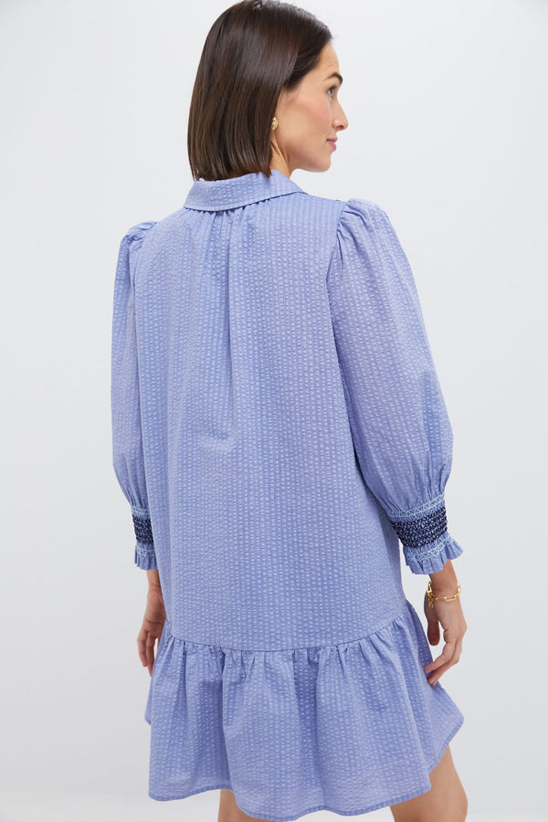 Blue Seersucker Smocked Venice Dress
