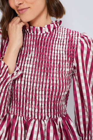 Wine Gingham Molly Dress