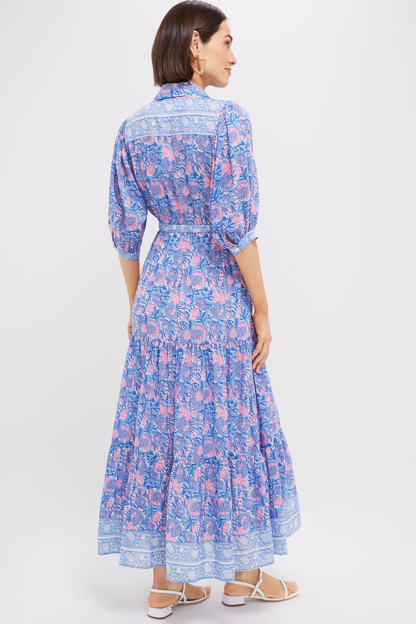 Blue Pink Printed Blair Maxi Dress