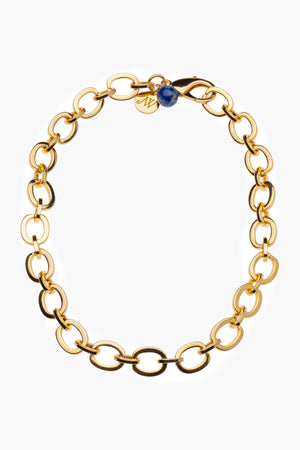 Chunky Link Chain with Lapis Bead