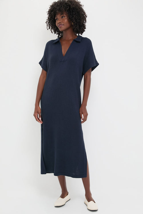 Navy Knit Maren Polo Dress