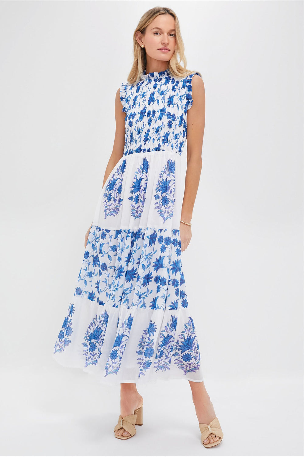 Marion Blue Sleeveless Smocked Maxi Dress