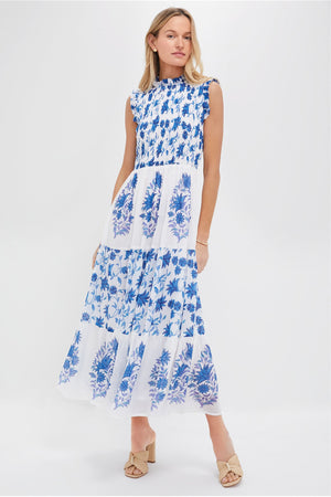 Marion Blue Sleeveless Smocked Maxi Dress