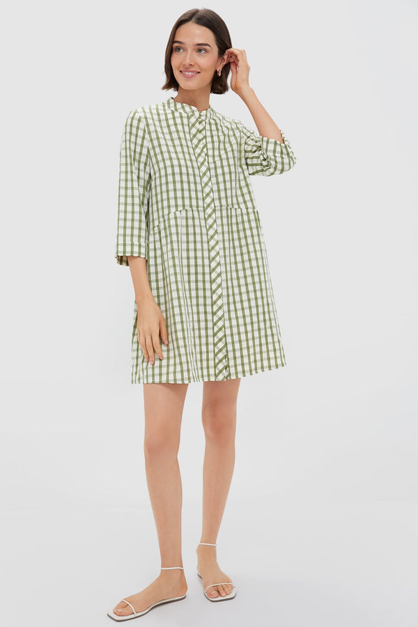 Sage Seersucker Gingham Royal Shirt Dress