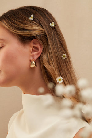 Gold Nouveaux Puff Earrings