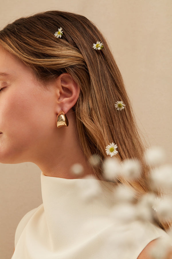 Gold Nouveaux Puff Earrings