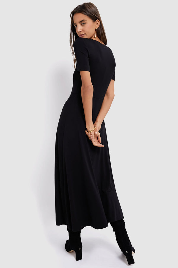Black Short Sleeve Sara Maxi Dress
