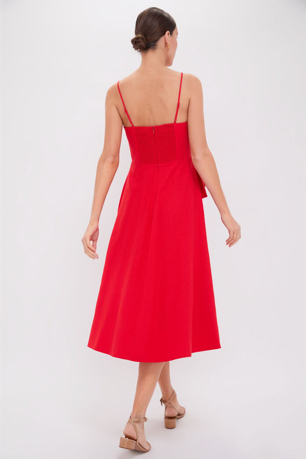 Red Garden Sleeveless Midi Dress