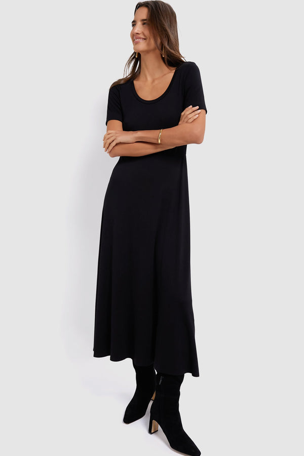 Black Short Sleeve Sara Maxi Dress