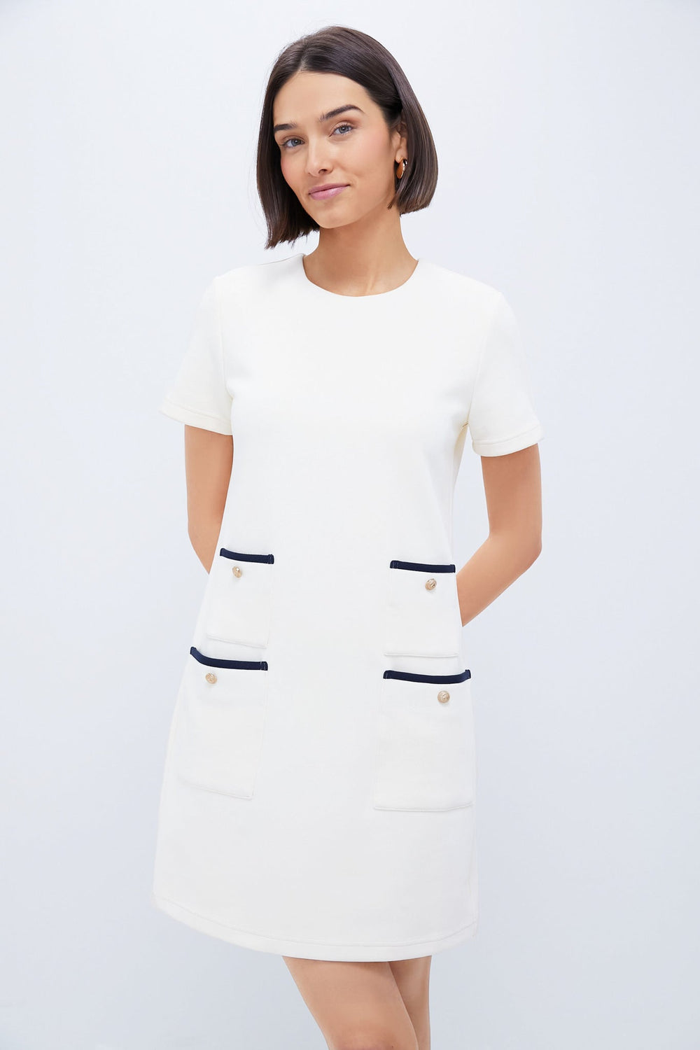 Pearl White Short Sleeve Francoise Dress