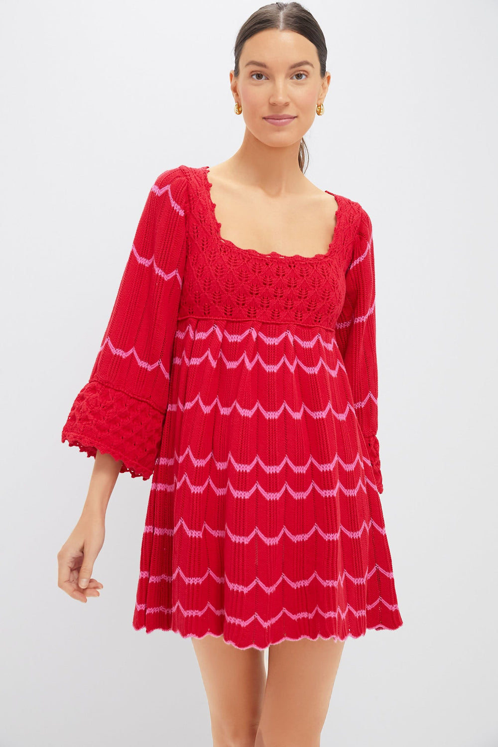 Red Crochet Trim Devon Dress