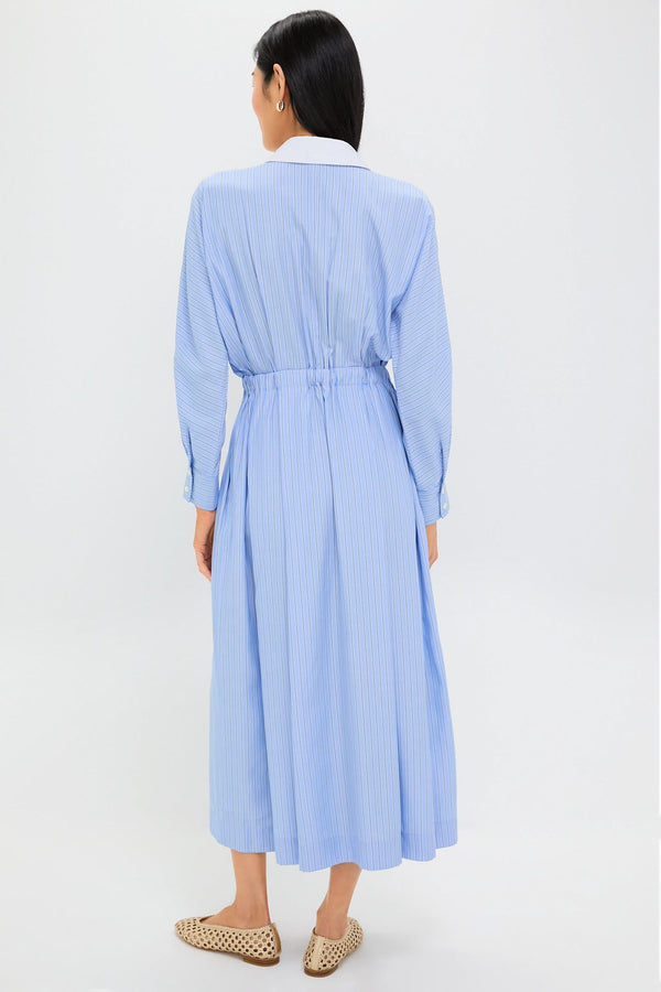 Cornflower Blue Stripe Tie Front Anna Dress