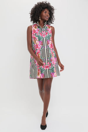 Flowering Trellis Taffeta Sleeveless Charlie Dress