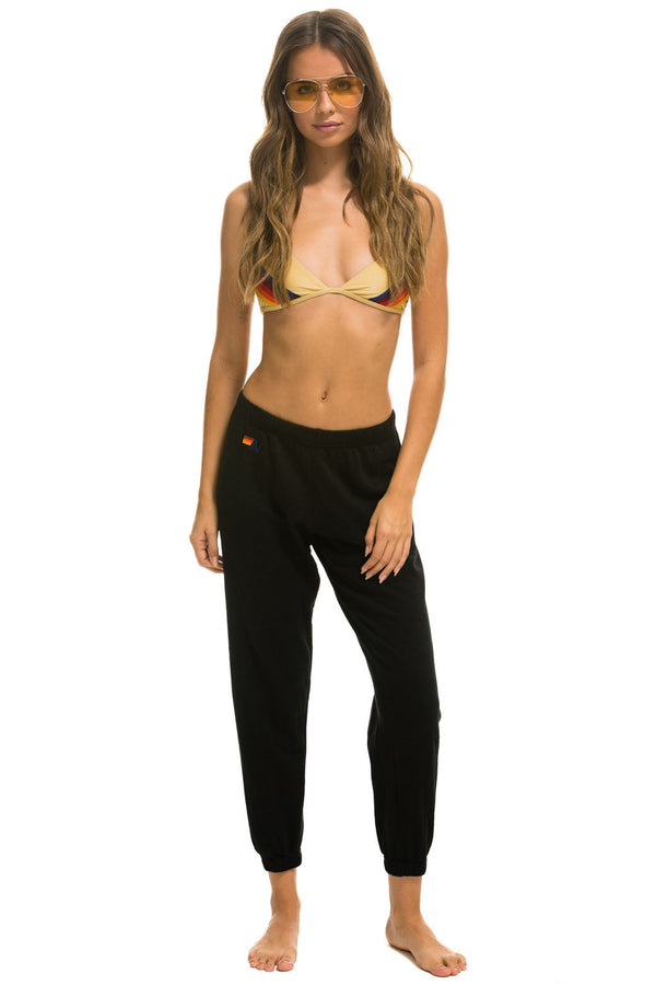 LIGHT WEIGHT BOLT SWEATPANTS - BLACK // NEON PINK