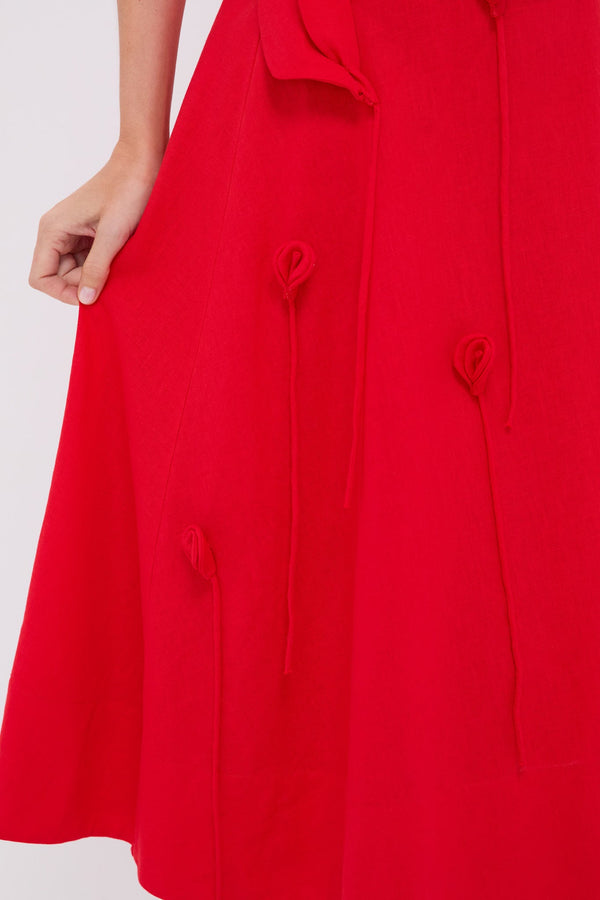 Red Garden Sleeveless Midi Dress