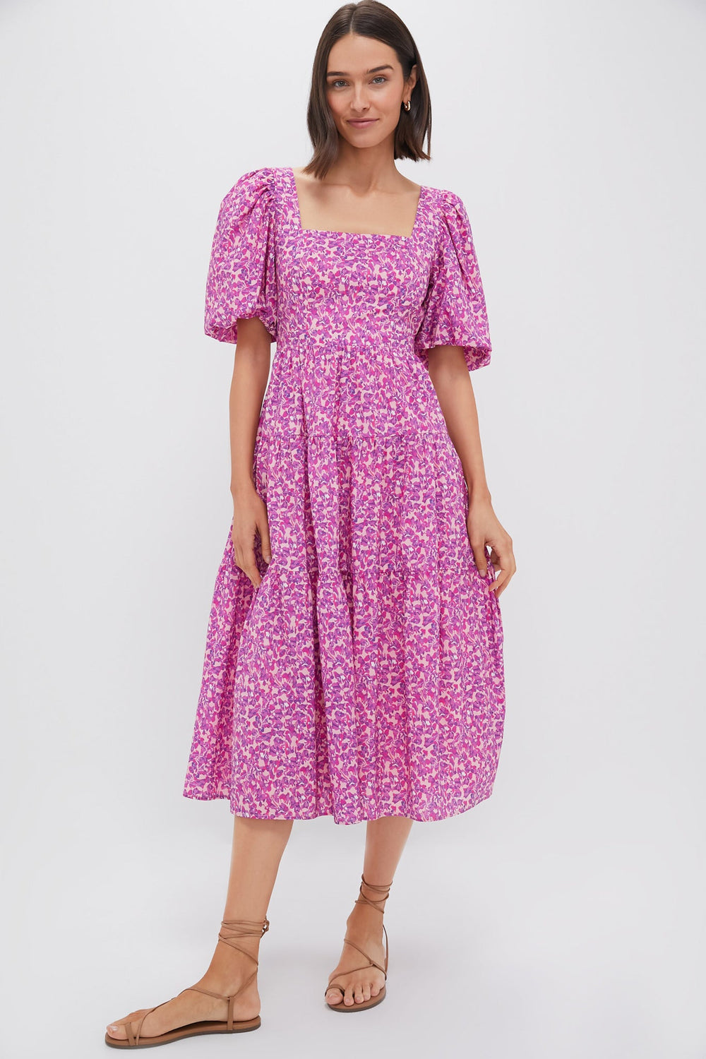 Pink Multi Floral Estella Midi Dress