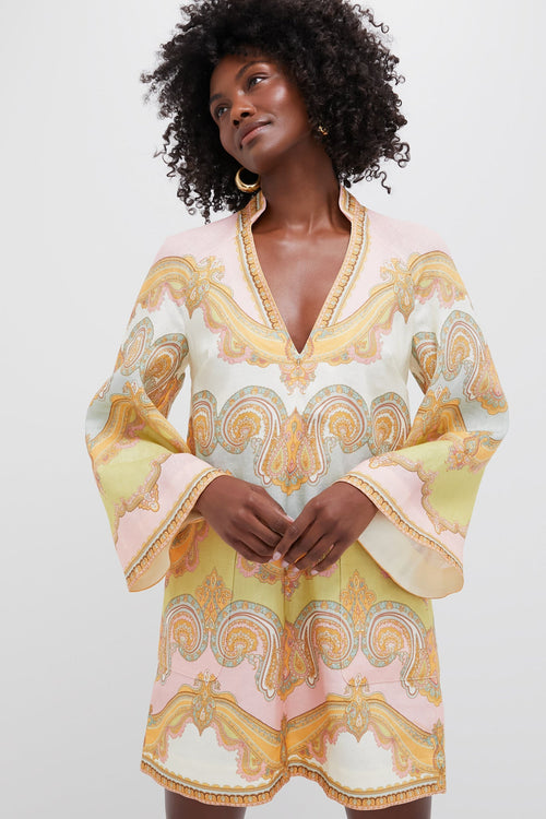 Gold Paisley Maxine Tunic Mini Dress