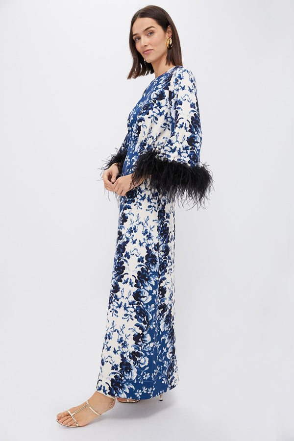 Indigo Reflection Feather Jamison Dress