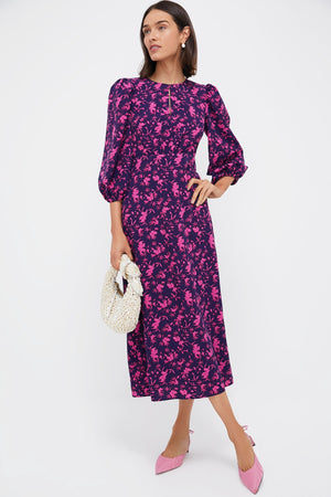 Navy & Fuchsia Floral Norma Maxi Dress