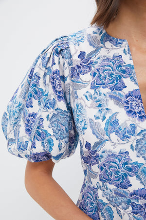 Steel Blue Floral Brody Midi Dress