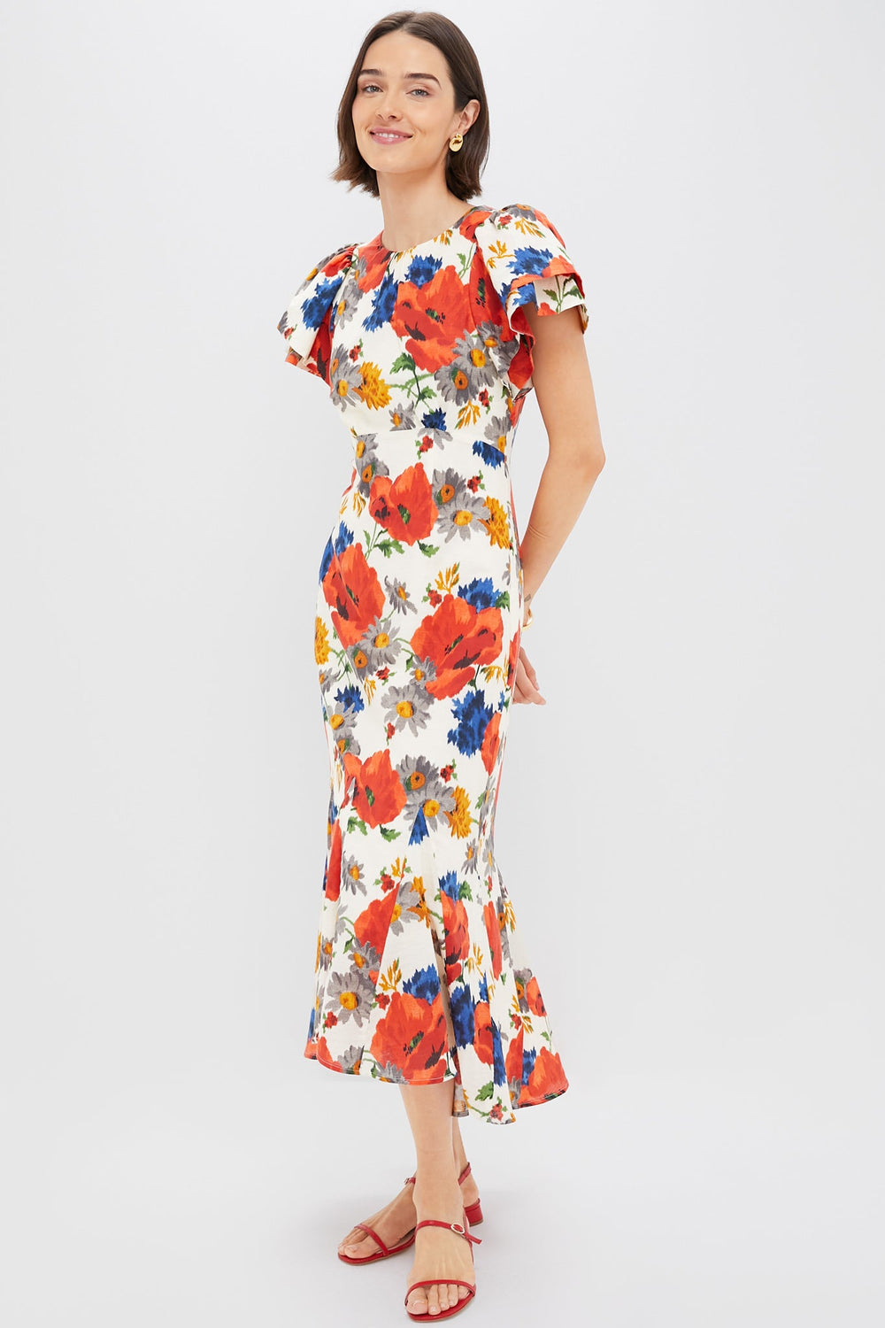 Crimson Poppy Cotton Linen Elodie Dress