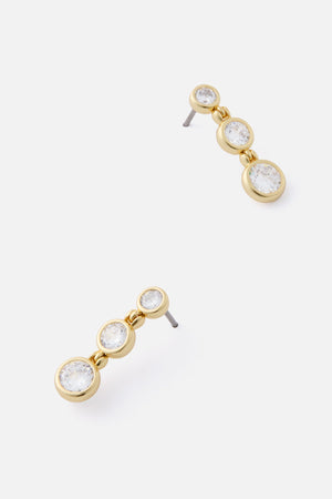 Gold Bezel Mini Drop Earrings