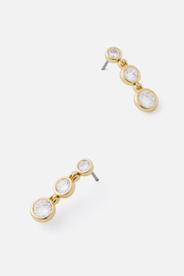 Gold Bezel Mini Drop Earrings