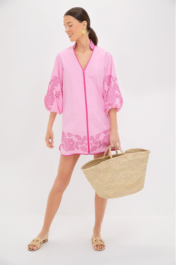Pink Embroidery Mini Arem Caftan