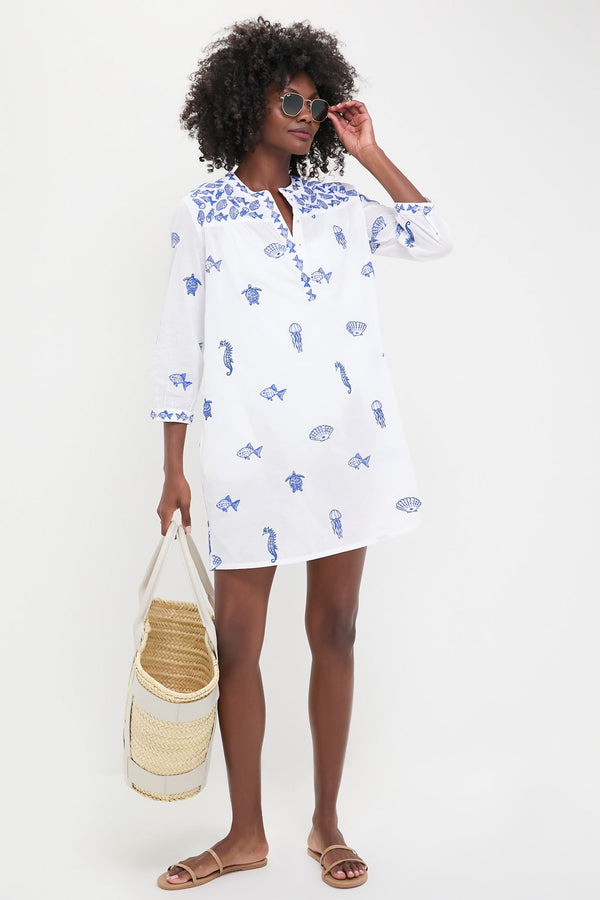 White Seaworld Embroidered Lily Dress