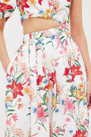 White & Coral Floral Sophia Maxi Dress