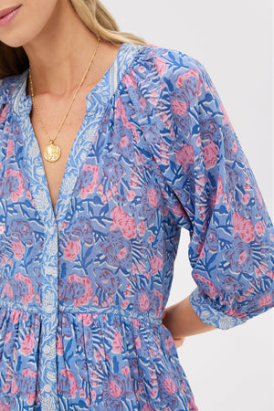 Blue Pink Printed Clara Mini Dress