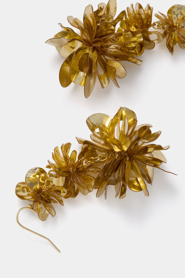 Gold Carmine Triple Drop Earrings